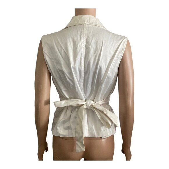MKM Designs Blouse Womens Large White Sleeveless Tie Back - Picture 6 of 7